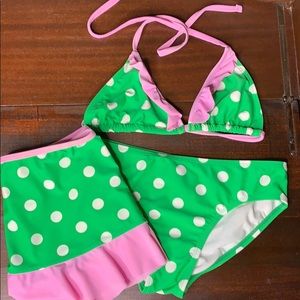 Beach Native green 3 pc bikini and skirt Size 12